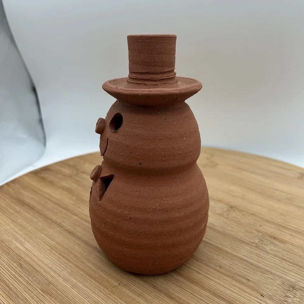 Vintage Sandstone Handmade Snowman‎ Candle Holder